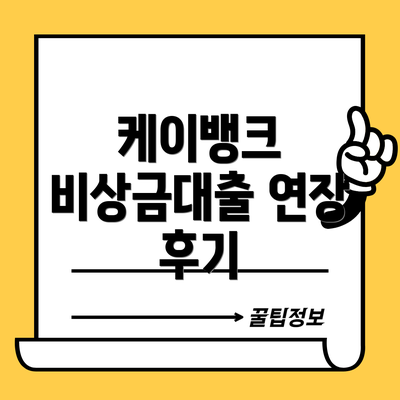 케이뱅크 비상금대출 연장 후기