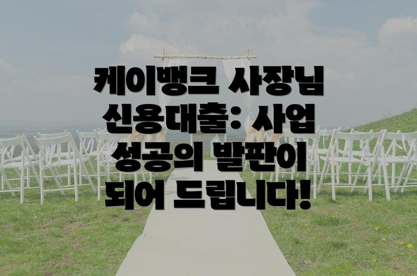 케이뱅크 사장님 신용대출: 사업 성공의 발판이 되어 드립니다!