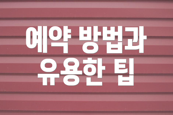 예약 방법과 유용한 팁