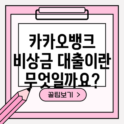 카카오뱅크 비상금 대출이란 무엇일까요?