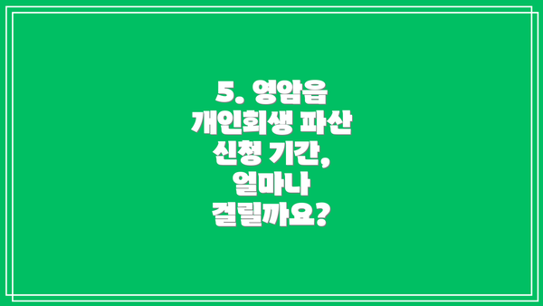 5. 영암읍 개인회생 파산 신청 기간, 얼마나 걸릴까요?